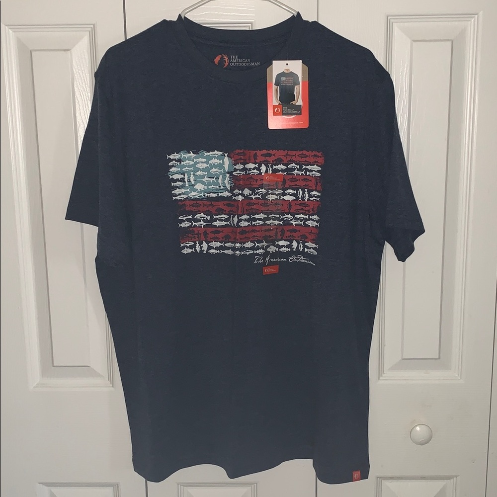 Guy Harvey Dark Blue T-Shirt with Flag and Fish Design